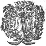 Open book, Greek inscription; wreath of branches as frame