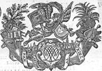 Flying woman with wings at the shoulder, laurel on the head, two trumpets (Fame), on one of the trumpets a banner with the sun represented as a face; view of a city (Utrecht); banderole with inscription
