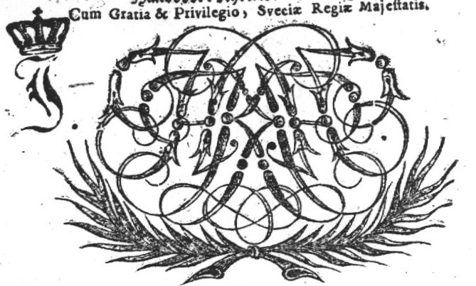 Decorated monogram, palm-branches
