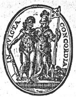Minerva (helmet, lance, owl), as patroness of the city of Leiden (coat of arms of Leiden (keys) is attached to her lance) and Hercules (club, lion's skin)
