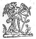 An angel holding a scythe and an open book
