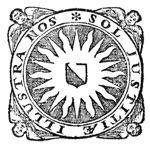 Symbol of Utrecht university: coat of arms surrounded by the sun