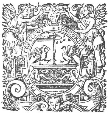 A sceptre on a pedestal flanked by crows; frame decorated with two women stretching their hand toward a ram's head; cherub