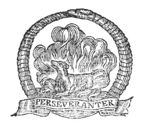 Salamander in a fire, encircled by Ouroboros; banderole with inscription