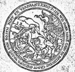 Moses taking off his sandals in front of the burning bush, above which a Jawheh-tetragram appears