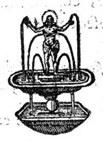 Christ standing in a fountain, shedding his blood