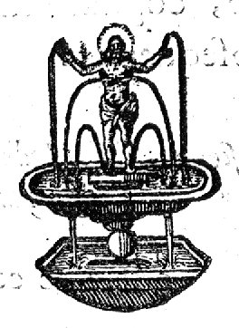 Christ standing in a fountain, shedding his blood