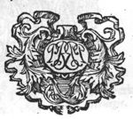Ornamental monogram, abstract interlace, in a cartouche with decorated frame
