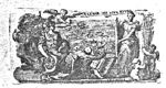 Minerva (helmet, lance, Aegis, owl), at her feet a putto with an open book, before a depiction of a harvest held up by a putto and Ceres (wreath of ears of corn, sheaf of corn held by two putti); banderole with inscription