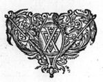 A cartouche with 'Hausmarke' and initials "I.D.I.", floral ornament; flags(?)