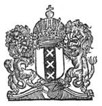 Crowned coat of arms of the city of Amsterdam held by two lions