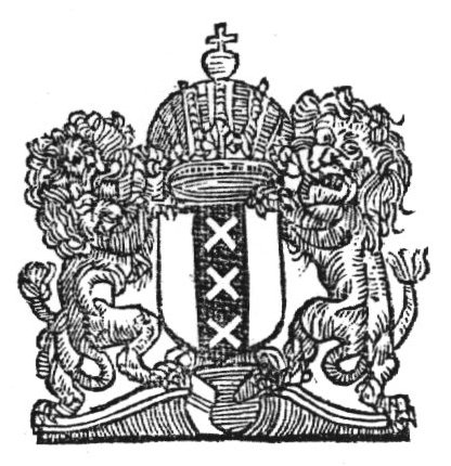 Crowned coat of arms of the city of Amsterdam held by two lions