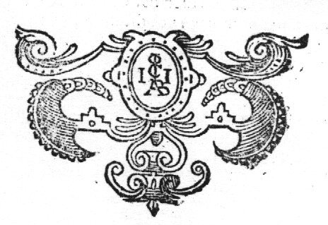 A cartouche with 'Hausmarke' and initials "A.B.C."(?) and "I.I.", surrounded by ornaments