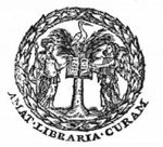 A crane holding a stone in one of its claws, on top of a tree (a palm?), Minerva (lance, helmet) and an angel holding an open book in front of the tree.