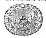 Phoenix looking at the sun; banderole with inscription and wreath as frame
