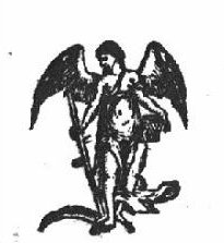 An angel holding a scythe and a book