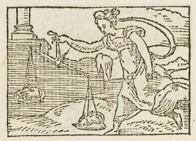 A woman tipping a balance with a tiny object