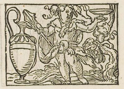 Bacchus disguised as Hercules with lion's skin and club