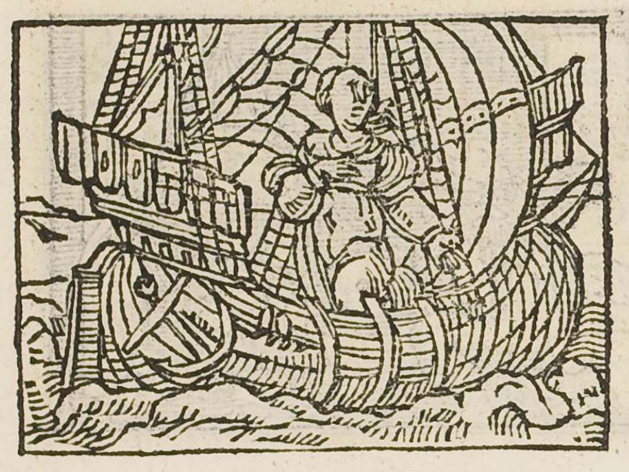 A man filling a large sailing ship