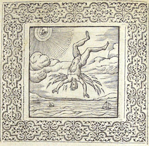 Icarus falling into the sea