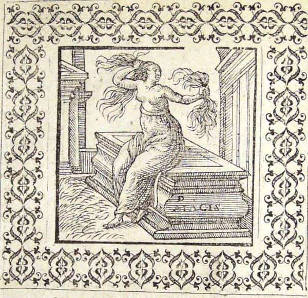 Virtus, seated on the tomb of Ajax, is tearing out her own hair