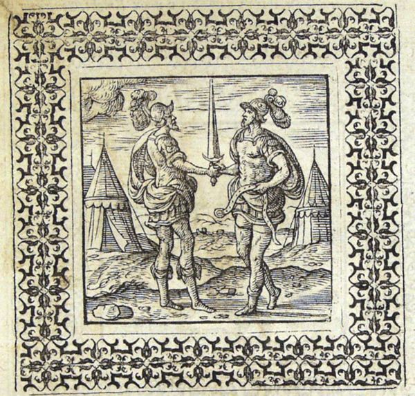 Ajax and Hector exchange gifts: a sword and a belt