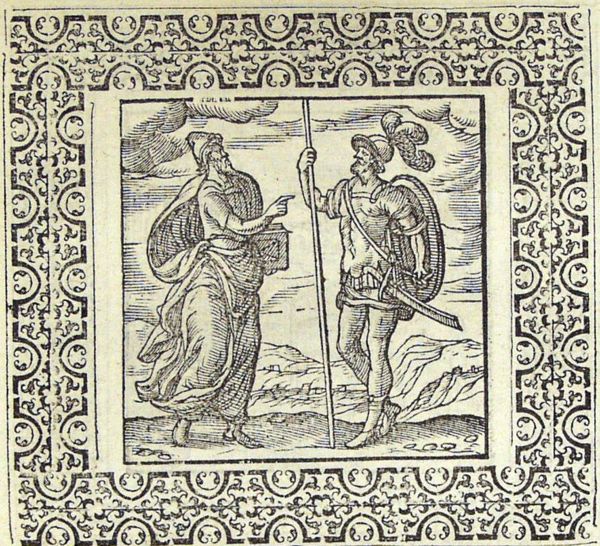 Diomedes, carrying a book, and Ulysses, in armour