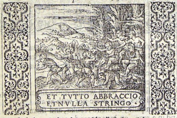 Two boys are blowing bubbles; other boys are trying, in vain, to catch them