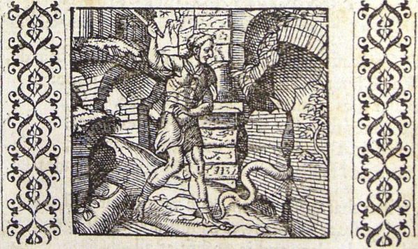 A man is too late in attacking a snake - it escapes through a gap in the wall