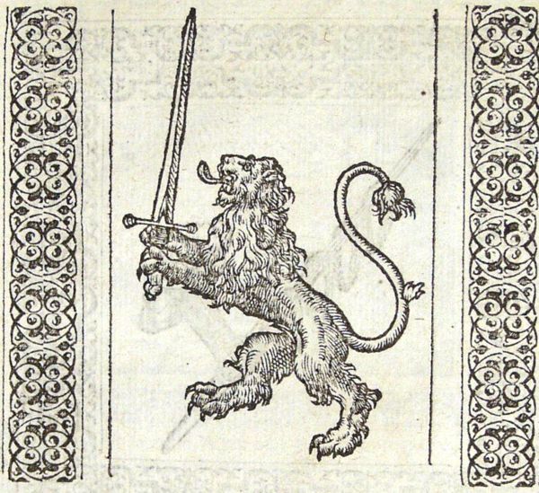 A lion holding a sword