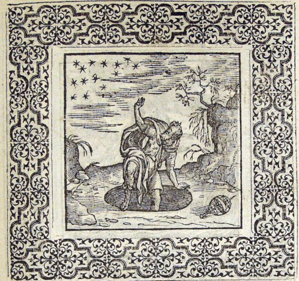 Gazing at the stars in the distant sky, the astronomer does not notice the pit in front of him and falls into it
