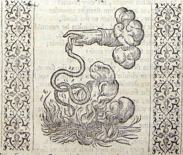 A snake biting the finger of St. Paul