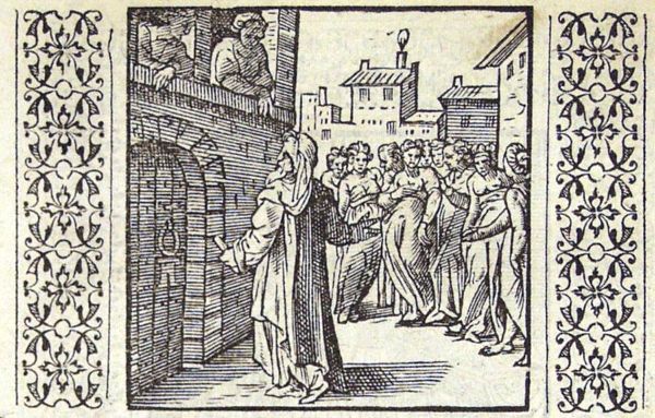 Homer, with the nine Muses, is not being let into the house