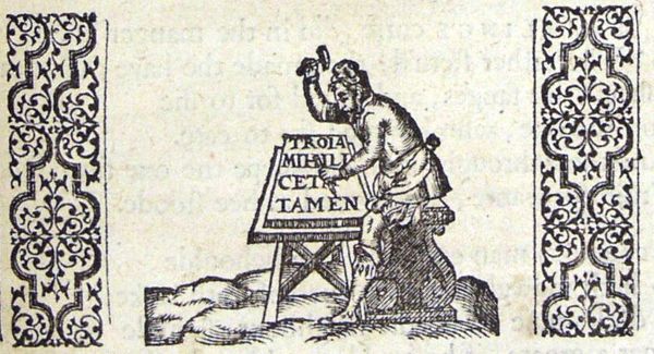 A man carving a text in a marble slab