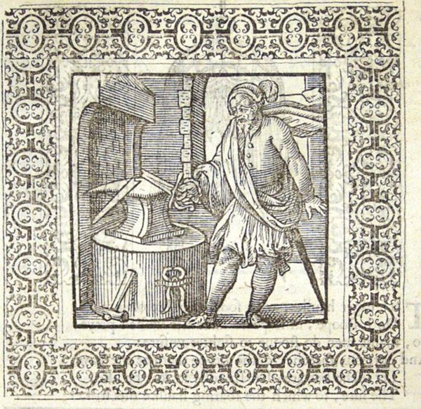 A man breaks his sword on an anvil when he tests its quality