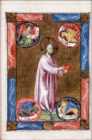 Christ and the symbols of the four Evangelists