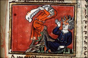 Cain slays Abel with a jaw-bone