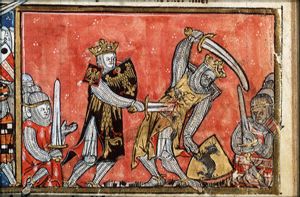 Alexander defeats King Porus in single combat