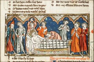 Alexander on his deathbed surrounded by mourners