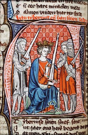 The Emperor Tiberius enthroned, with soldiers