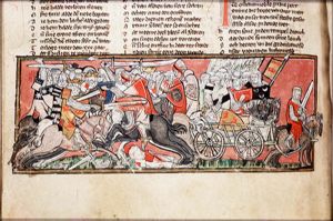 The battle between Arthur and Modred