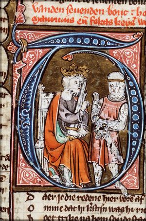 The Emperor Mauritius enthroned, with a soldier