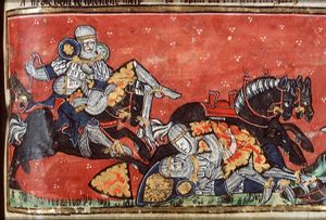 Single combat between Roland and the giant Ferragut