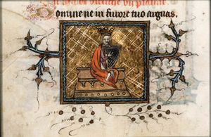 David playing the harp