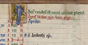 a standing woman with both hands downward, holding a flower in the right, the palm of the left in front view (damaged)..