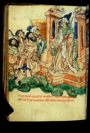Joseph of Arimathaea and Nicodemus ask Pilate permission to bury Christ