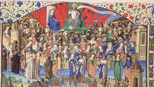 The Heavenly City and the Earthly City: the Heavenly City with God the Father, Mary and saints