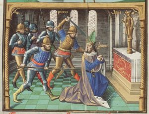 Death of king Priam by the hand of Neoptolemus (Pyrrhus) at the altar of Juno (2nd of 2)
