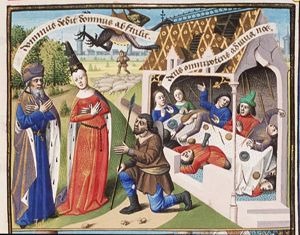 Job receives the tidings of his adversity; the death of Job's children (1st of 2)