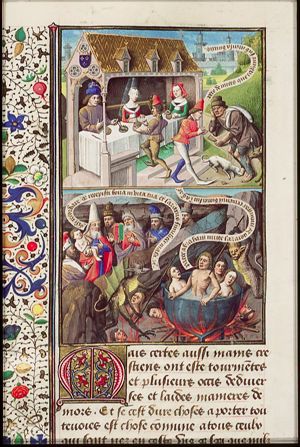 Dives is feasting, while poor Lazarus is starving at the gate (1st of 2)